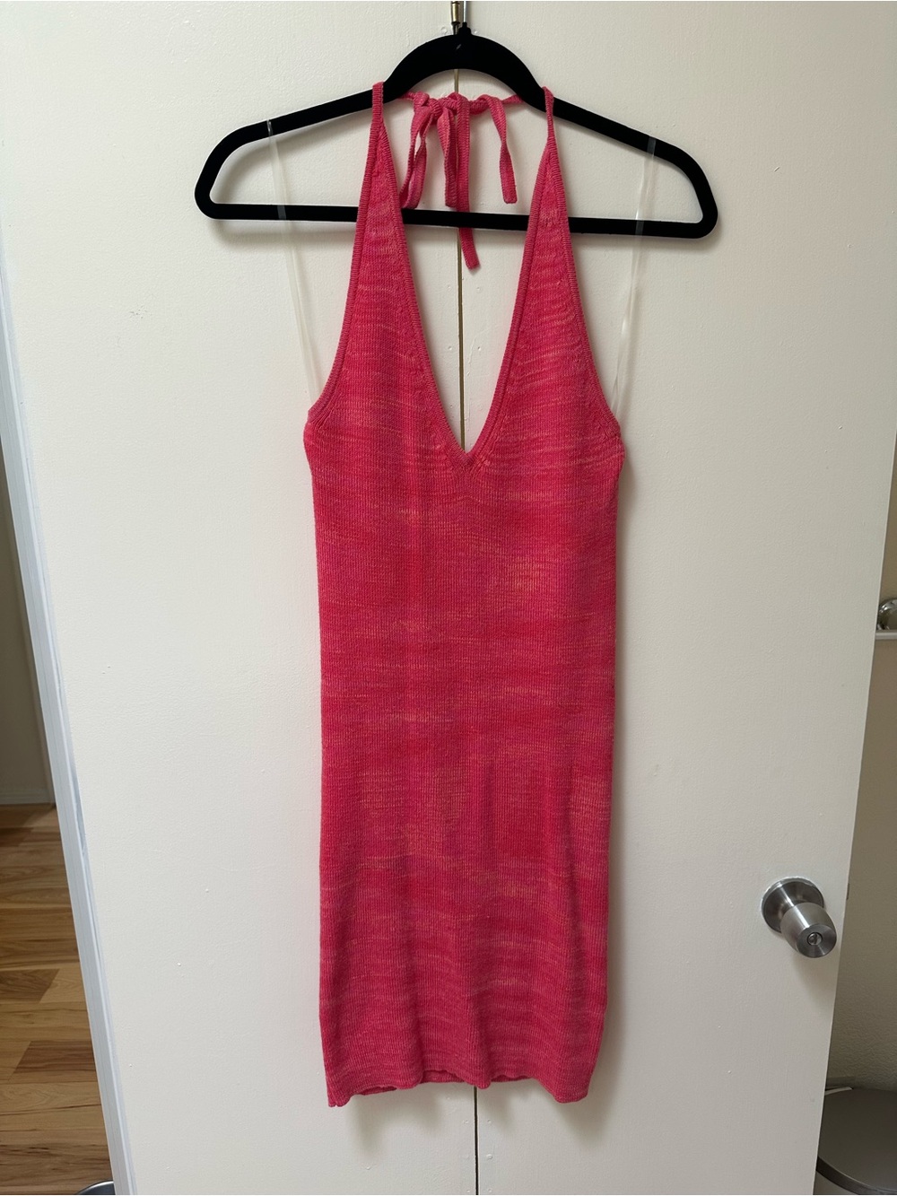 wild fable Pink Halter V-Neck Knit Mini Dress